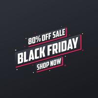 80 off Black Friday sale. Black Friday sale 80 discount offer, shop now. Promotional and marketing design for Black Friday. vector