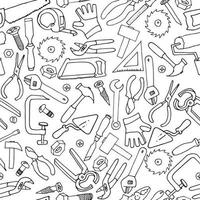 vector drawing in doodle style. seamless pattern of construction tools, for repair and construction. simple line illustrations