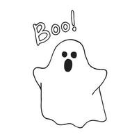 vector illustration in doodle style. small ghost. simple drawing on the theme of Halloween, a cute ghost. isolated on white background, design for holiday, for kids