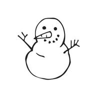 doodle style vector illustration. Cute smiling snowmen. drawing for children isolated on white background