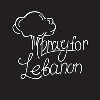 stock illustration lettering Pray for Lebanon. mourning lettering on a black background, a symbol of the disaster in Lebanon, the explosion in Beirut. pray for beirut vector
