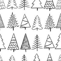 vector drawing in the style of doodle. seamless pattern with simple abstract Christmas trees. print on the theme of winter, new year, christmas