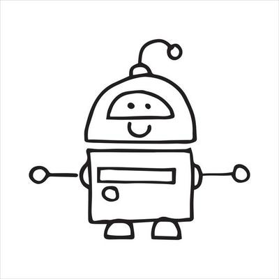 simple vector drawing in doodle style. robot. cute robot hand