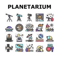 Planetarium Equipment Collection Icons Set Vector