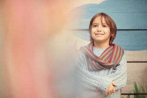 cute little boy having fun in playground photo