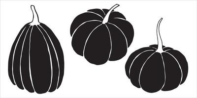 vector drawing of linithmi in doodle style. black and white pumpkins. simple illustration, graphics. isolated on white background pumpkin, symbol of autumn, halloween, thanksgiving