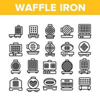 conjunto de iconos de colección de equipos de hierro para gofres vector