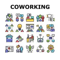 Coworking Service Collection Icons Set Vector