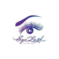 Luxurious eyelash and eyebrow extension logo. Vector illustration. in modern style. Vector emblem for makeup or beauty salon, eyelash and eyebrow extension maker.