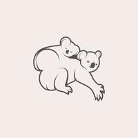 plantilla de vector de ilustración de logotipo de arte de línea de koala