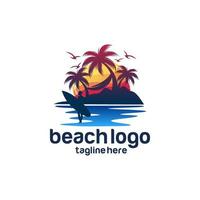 plantilla de vector de logotipo de playa