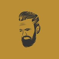 Ilustración de vector de diseño de logotipo de hombre de barba