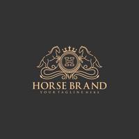 Heraldry horse brand line art logo vector