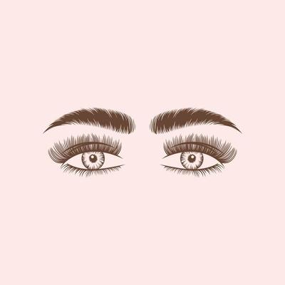 Luxurious eyelash and eyebrow extension logo. Colored vector illustration. in modern style. Vector emblem for makeup or beauty salon, eyelash and eyebrow extension maker.