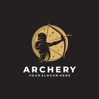 Archery man logo design vector template