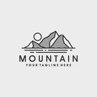 plantilla de diseño de logotipo de montaña con vector de estilo de arte de línea