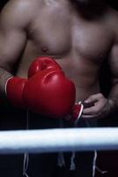 kick boxer con un enfoque en los guantes foto