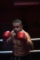 professional kickboxer in the training ring photo