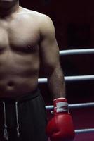 kick boxer with a focus on his glove photo