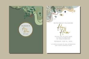 Elegant floral wedding invitation card in scandinavian colors vector