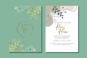 Elegant floral wedding invitation card in scandinavian colors vector