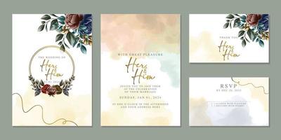 Elegant floral wedding invitation card in scandinavian colors vector