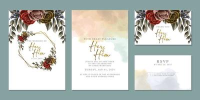 Elegant floral wedding invitation card in scandinavian colors vector