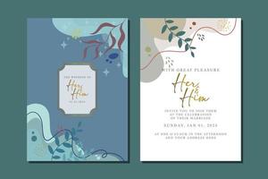 Elegant floral wedding invitation card in scandinavian colors vector