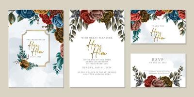 Elegant floral wedding invitation card in scandinavian colors vector