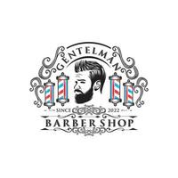caballero barbería diseño de logotipo vintage vector