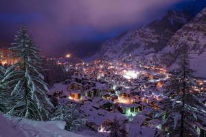 aerial view on zermatt valley and matterhorn peak photo