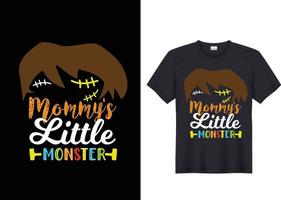 diseño de camiseta de halloween del pequeño monstruo de mamá vector