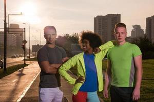 portrait multiethnic group of people on the jogging photo