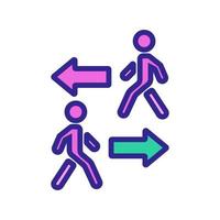 yendo en direcciones opuestas caminando personas icono vector contorno ilustración