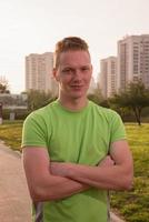 portrait of a young man on jogging photo