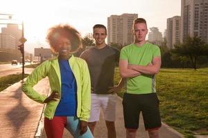 portrait multiethnic group of people on the jogging photo