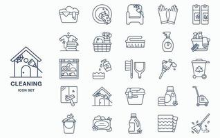 Household Cleaning and Hygiene Icon Set vector