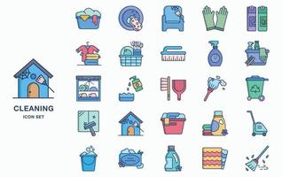 Household Cleaning and Hygiene Icon Set vector