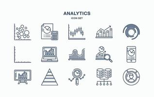 conjunto de iconos de análisis de datos y gráficos vector