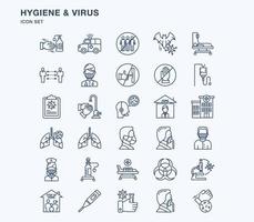 Hygiene and covid virus outline icon set vector