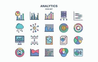 conjunto de iconos de análisis de datos y gráficos vector