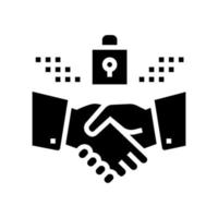 handshake padlock glyph icon vector illustration