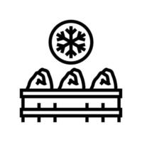 frozen chicken carcass meat line icon vector illustration