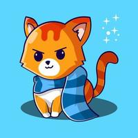 premium vector l vector cute cat using a scarf . mascot logo, food business