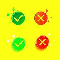 Premium vector l Large set of flat buttons green check mark and red cross. cute symbol. free download