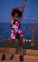 portrait of a young African-American woman in a summer dress photo