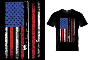 American flag with fishing root vector