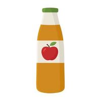 Natural apple juice in glass bottle in flat style on white background. Apple cider vinegar.Vector illustration vector