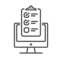 vector monitor icon and check list outline design