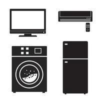 diseño plano electrónico, televisión, refrigerador, aire acondicionado, lavadora, vector ilustrador eps